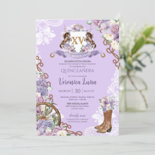 Invitation Lilac Purple Classy Western Charro Quinceanera
