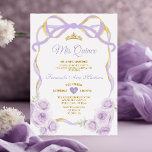Invitation Lilac Purple Floral Bow Gold Ribbon Mis Quince<br><div class="desc">ÉDITABLE Lilac Purple Floral Bow Gold Ribbon Mis Quince Invitation Elégante Quinceañera Lilac Purple Floral Princess Gold Crown Invitation Mis Quince 15 Anos,  16e Anniversaire</div>
