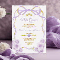 Lilac Purple Floral Bow Gold Ribbon Mis Quince