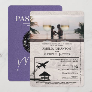 Invitation Lilac Purple Maldives Mariage de passeport