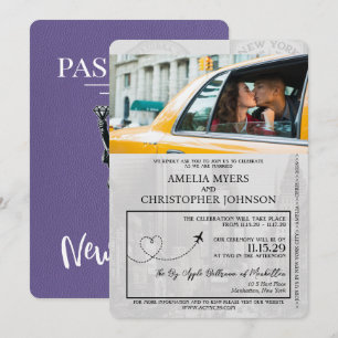 Invitation Lilac Purple New York City Passport Mariage