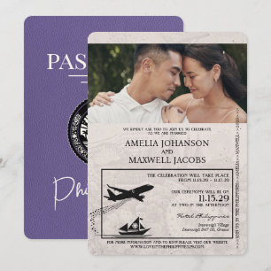 Invitation Lilac Purple Philippines Mariage de passeport