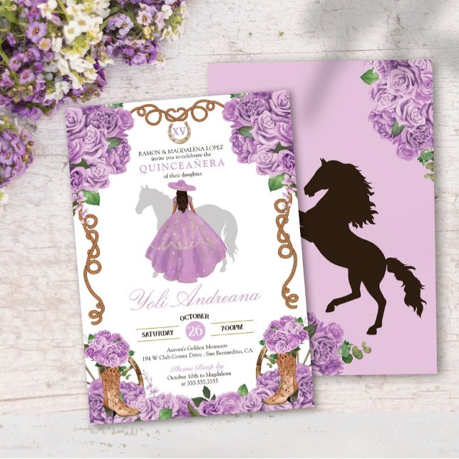 Invitation Lilac Purple Western Charro Vestidos Quinceanera (Créateur téléchargé)