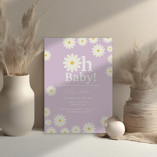 Invitation Lilac Retro Daisy Bohemian Girl Baby shower (Créateur téléchargé)