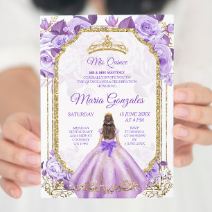 Invitation Lilac Rose Mexicaine fille Charra Mis Quince 2