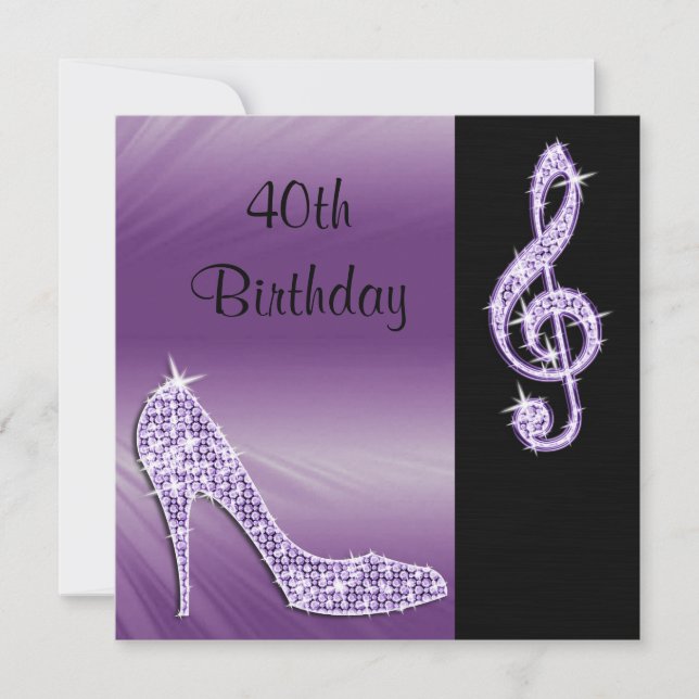 Invitation Lilac Stiletto & Treble Clé 40e Anniversaire (Devant)