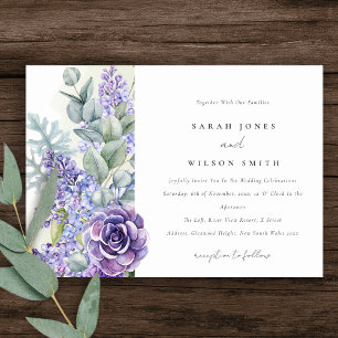 Invitation Lilac Succulent Eucalyptus Botanical Bunch Mariage