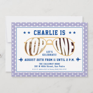 Invitation Lilac TopOne Pilote de combat thème premier annive