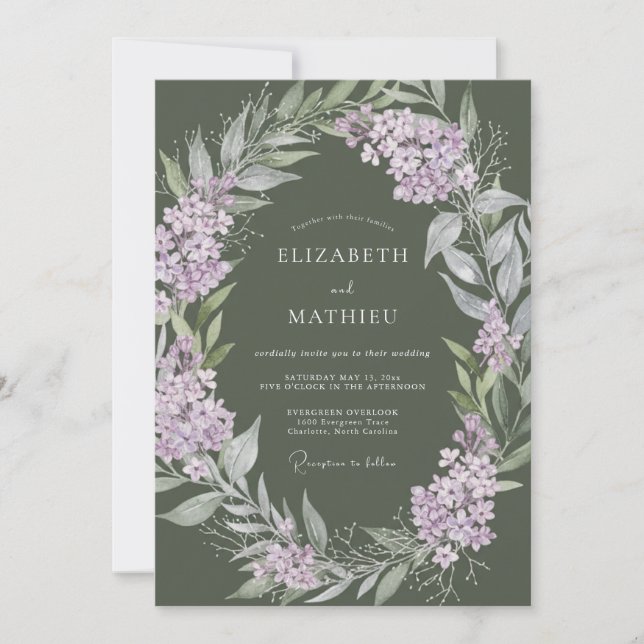 Invitation Lilac Verdant Flourish Wedding (Devant)