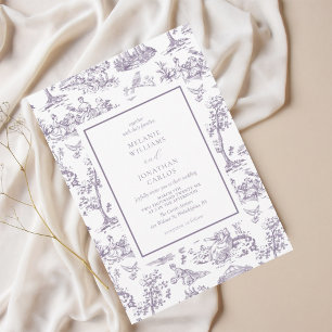 Invitation Lilac Vintage Toile Mariage classique