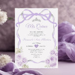 Invitation Lilac Violet Floral Bow Ribbon Argent Mis Quince<br><div class="desc">ÉDITABLE Lilac Violet Floral Bow Ribbon Argent Mis Quince Invitation Elégante Quinceañera Lilac Purple Floral Princesse Argent Couronne Invitation Mis Quince 15 Anos,  16e fête d'anniversaire</div>