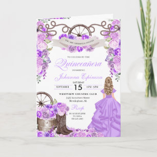 Invitation Lilac Western Charro Bi-Fold Quinceanera