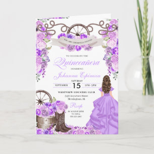 Invitation Lilac Western Charro Bi-Fold Quinceanera