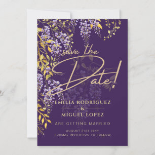 Invitation Lilac Wisteria Mariage Violet Enregistrer La Date
