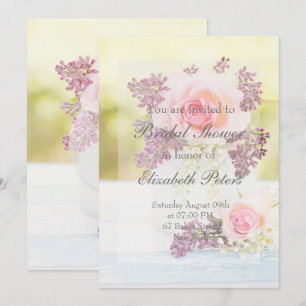 Invitation Lilacs et Fête des mariées de mariage Rose Vintage