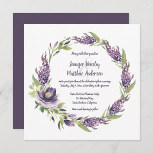 Invitation Lilacs et pivoines pourpres avec couronne verte