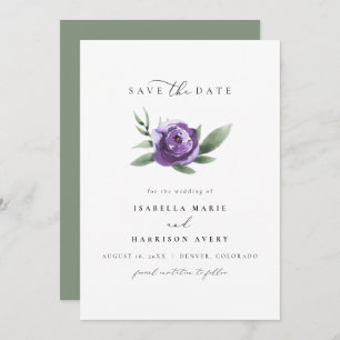 Invitation LILAH Elegant Purple Garden Floral Enregistrer la 