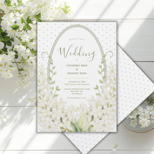 Invitation Lilas Blancs Aquarelle Florale Mariage Vintage