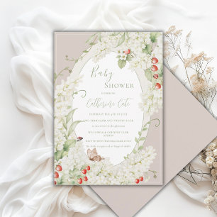 Invitation Lilas Blancs Fleuris Vintage Baby Shower