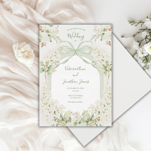 Invitation Lilas Blancs Mariage Élégant Vintage