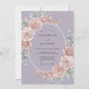 Invitation Lilas Délicat Romance Floral de Mariage