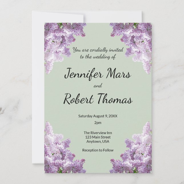 Invitation Lilas et Sauge Terreuse (Devant)