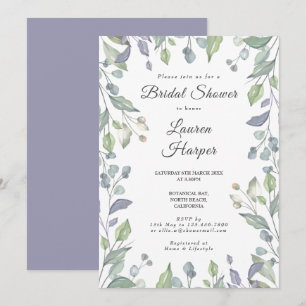 Invitation Lilas Floral Verdure Baptême de Mariée