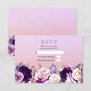 Invitation Lilas Rose Pourpre & Lèvres Roses Fleurs Mariage R