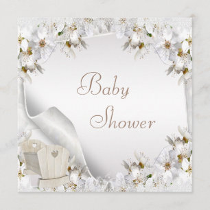 Invitation Liliers blancs et Baby shower de lit
