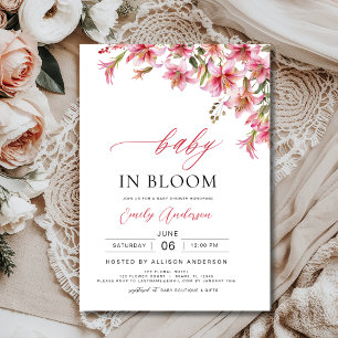 Invitation Lilies Baby dans le Baby shower Floral Fille en fl