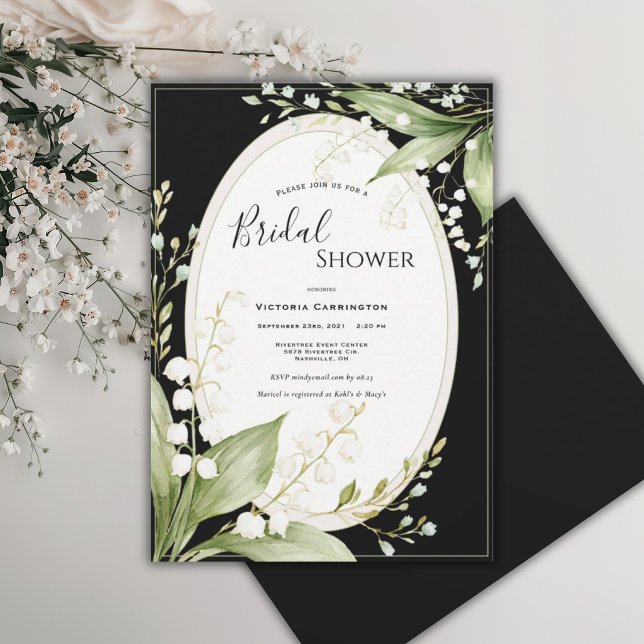 Invitation Lilies de la Vallée Blanche Mariage Noir  (Créateur téléchargé)