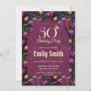 Invitation Lilies Féminins Éclatent Surprise Anniversaire