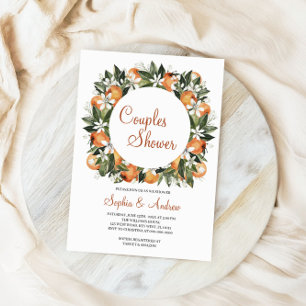 Invitation Lilies & Orange Floral Couples Douche