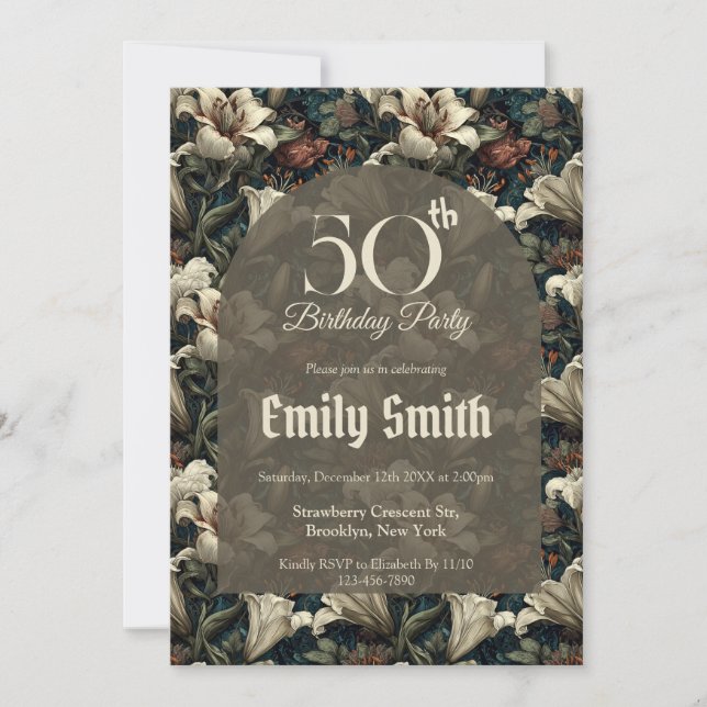 Invitation Lilies Tendances Thème 60e Anniversaire (Devant)