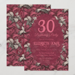 Invitation Liliums roses esthétiques éditable Anniversaire fe