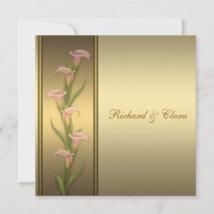 Invitation Lily Calla dorée 50e anniversaire de mariage en or
