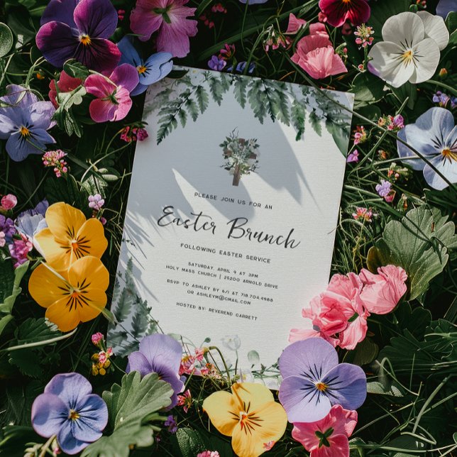 Invitation Lily de la Vallée Verdure | Croix rustique de Pâqu (Créateur téléchargé)