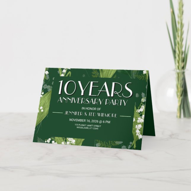 Invitation Lily de Vallée avec des fougères || Anniversaire d (Devant)