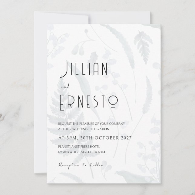 Invitation Lily de Valley || Avant et arrière botaniques de l (Devant)