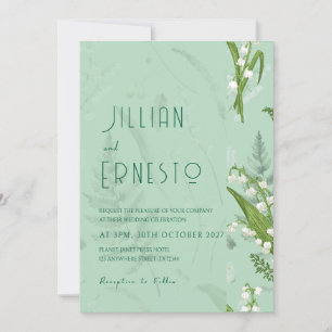 Invitation Lily de Valley    Vert doux avec bordure graphique