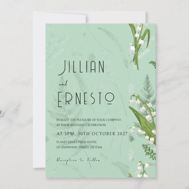 Invitation Lily de Valley || Vert doux avec bordure graphique (Devant)