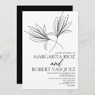 Invitation Lily Floral Mariage de script