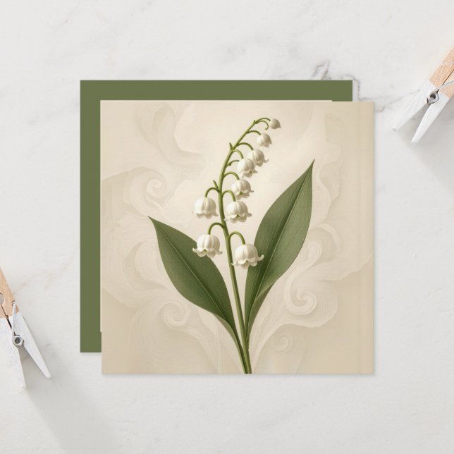 Invitation Lily of the Valley aquarelle de mariage (Devant/Arrière en situation)