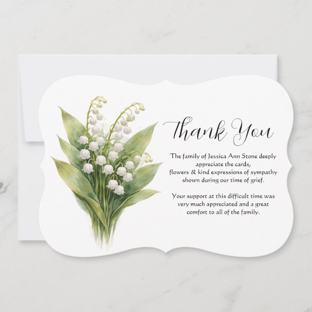 Invitation Lily of The Valley Fleurs Funérailles Décès Merci  (Devant)