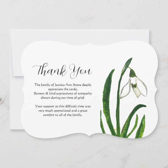 Invitation Lily of The Valley Fleurs Funérailles Décès Merci  (Devant)