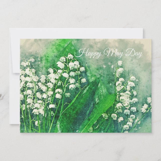 Invitation Lily of the Valley Watercolor Card (Devant)