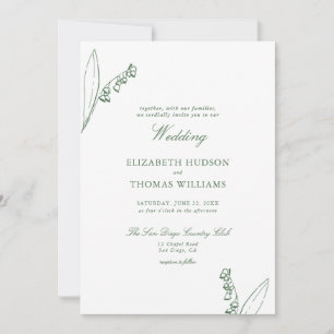 Invitation Lily Valley Floral Croquis Moderne Mariage classiq