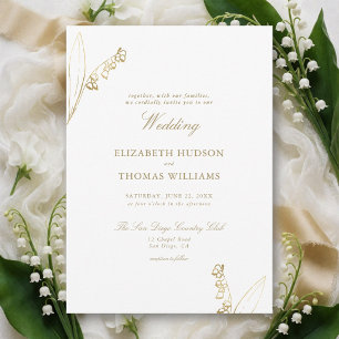 Invitation Lily Valley Floral Sketch Faux Or Simple Mariage