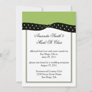 Invitation Lime Black Pois Post Mariage Réception Invit