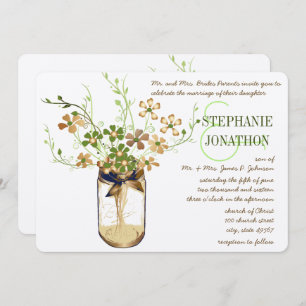 Invitation Lime de cuivre Olive Mason Jar Wild Flower Mariage